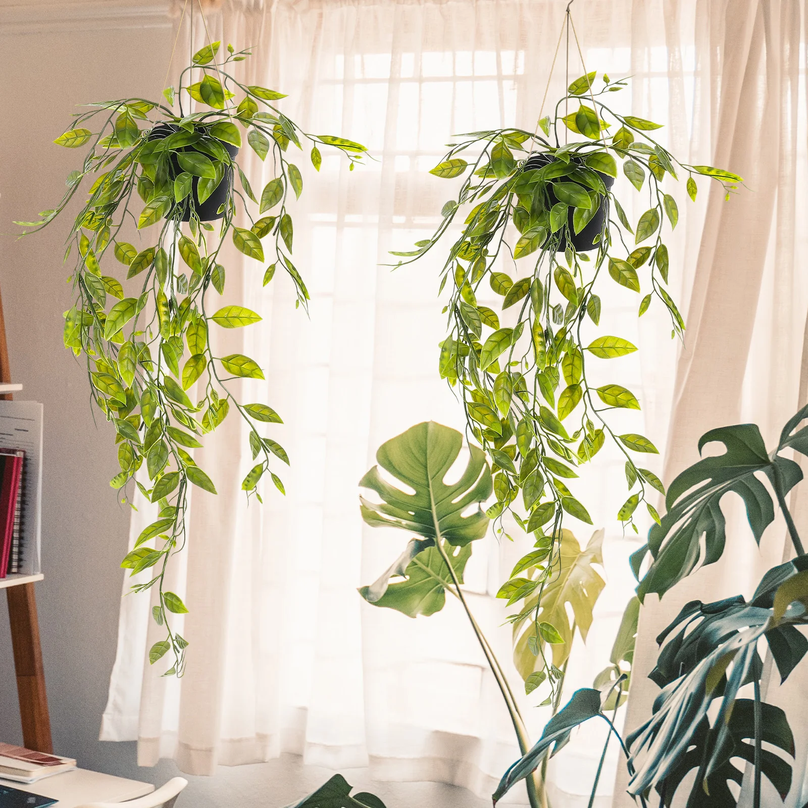 

Artificial Potted Plant Realistic Plants Decorative Hanging with Pots Fake Basket Greenery