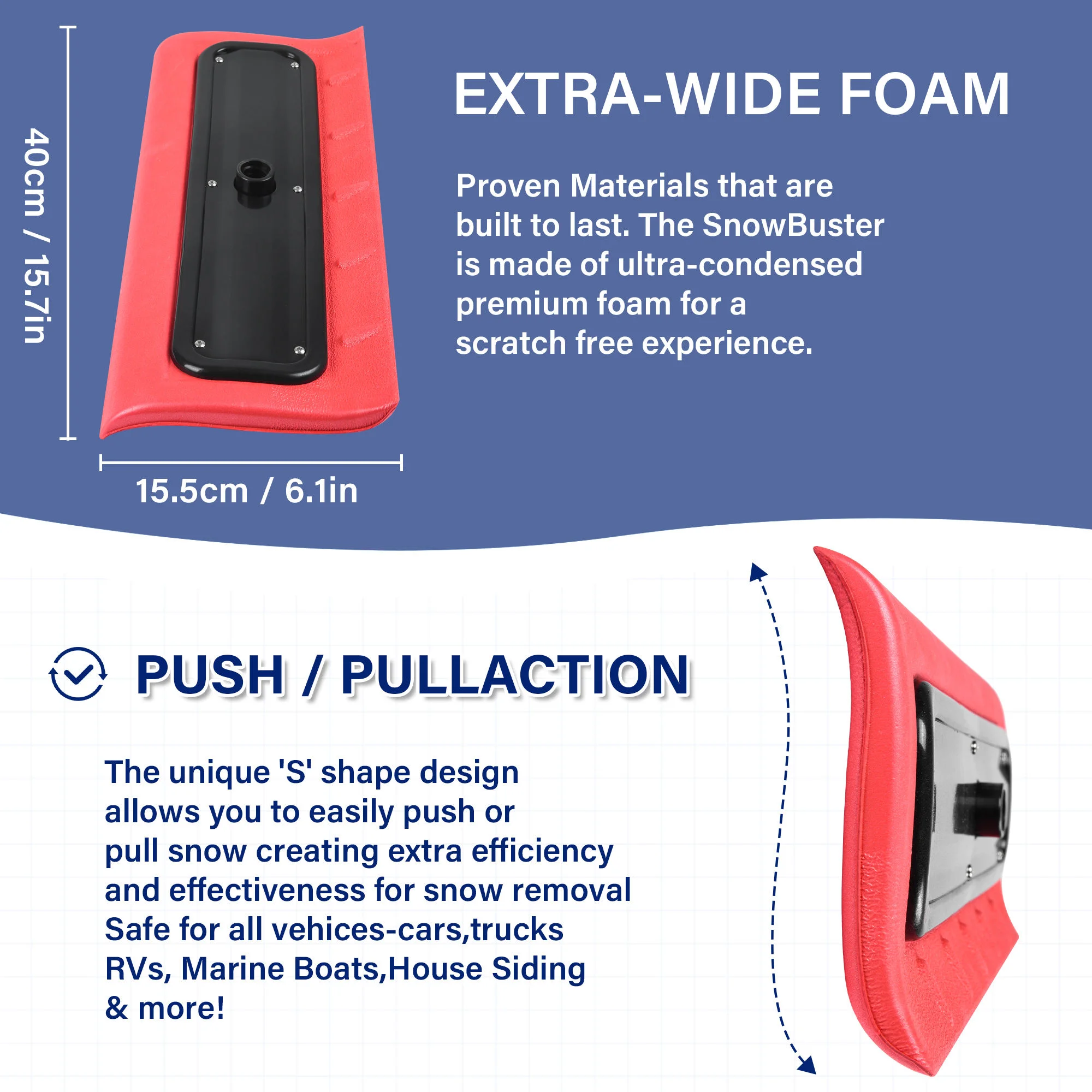 Телескопическое съемное средство для удаления снега на крыше автомобиля с неабразивной головкой из пенопласта, скребком для льда и метлой с длинной ручкой, алюминиевым столбом