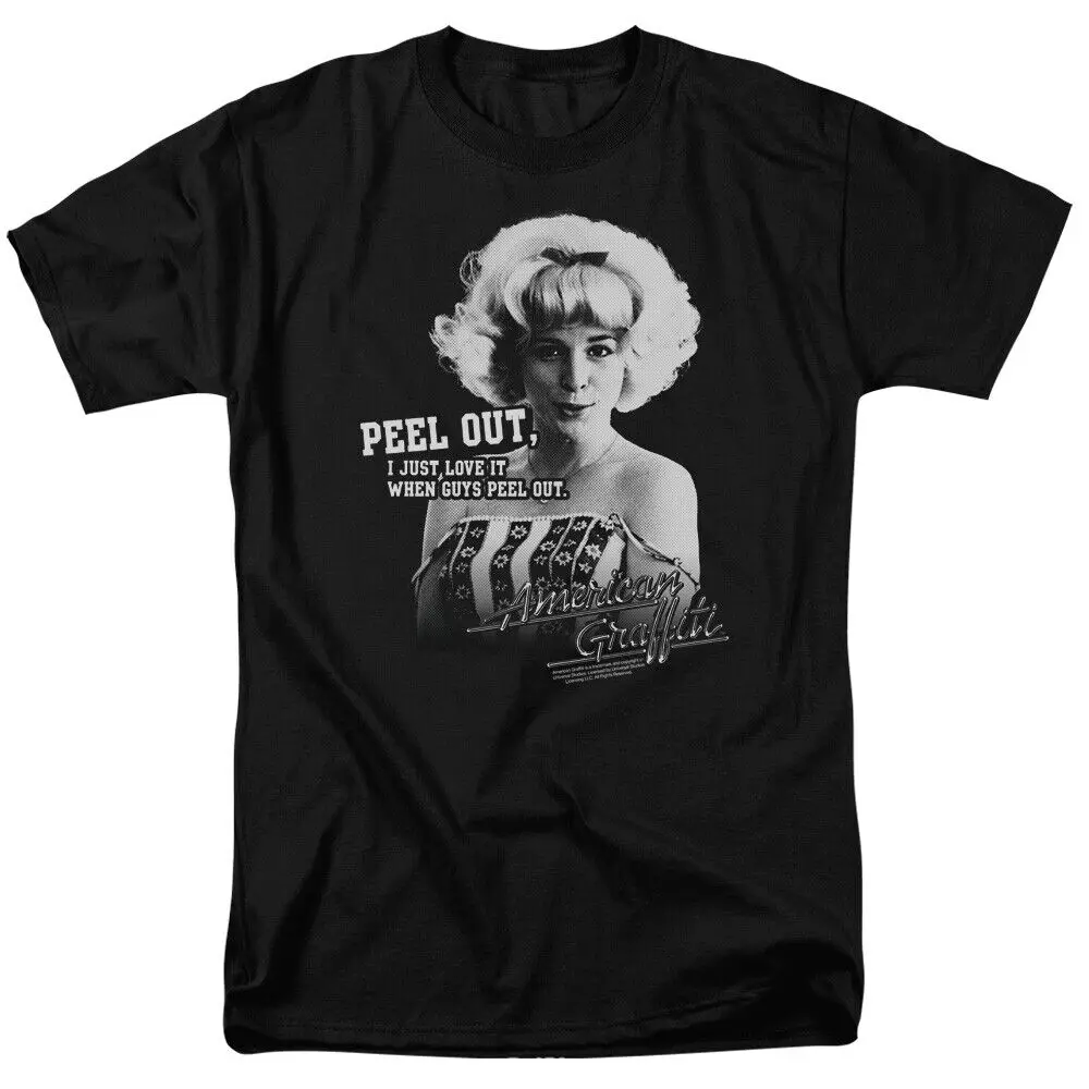 تي شيرت رجالي من American Graffiti Peel Out تي شيرت كلاسيكي مرخص باللون الأسود من Debbie