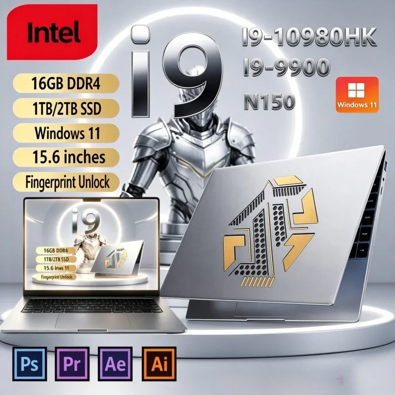 2026 Hot 15.6 Inch Notebook Intel I9‑10980HK/I9-9900/N150 16GB 32GB 2TB SSD Win11 1080P Ultra Slim Gaming Office Computer