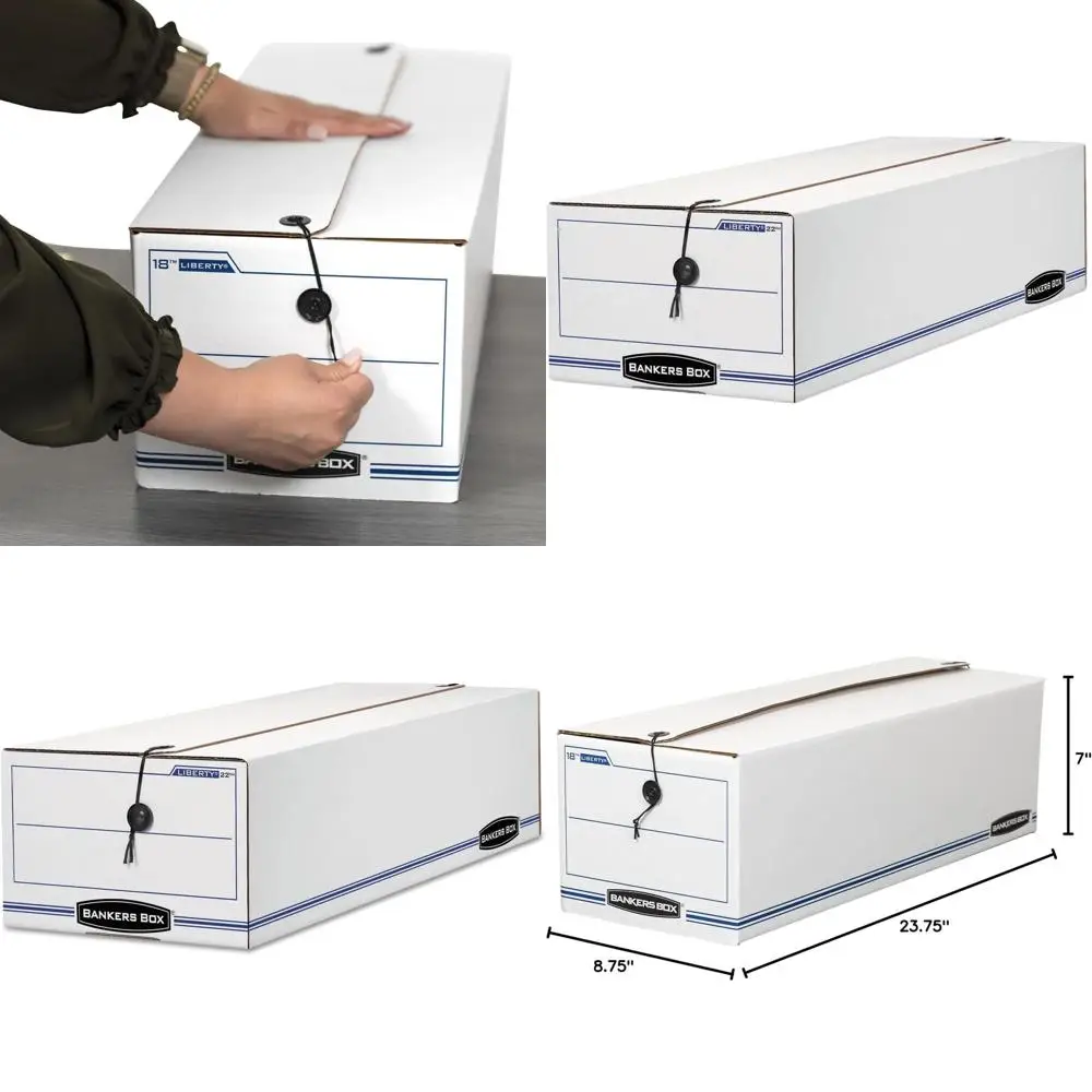 

Коробки для хранения и организации, с ремешками и кнопками, 7,75 x 8,75 x 23,75 дюймов, упаковка из 12 штук