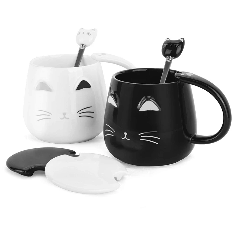 Cat Mug Cute Kitty Mug Novelty Coffee Mug Cup With Stainless Steel Spoon Gifts For Women Wife Mum Friend Teacher