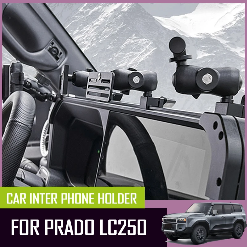 

Встроенный кронштейн для центральной консоли Prado LC250, автомобильное крепление для мобильного телефона, держатель микрофона, удлинение с защитой от сотрясений