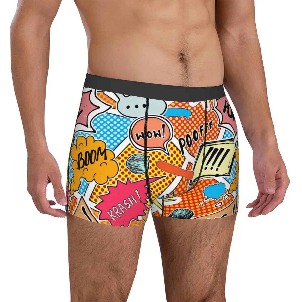Boom Seamless Comics Underwear Men's Shorts Briefs Novelty Boxershorts High Quality Print Oversize Underpants