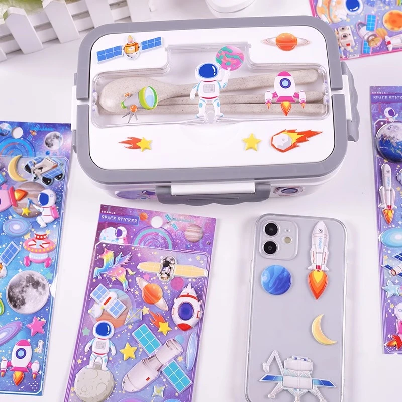 

4 Sheets Random Pattern Space Planet Universe Cognition Stickers Kids DIY Scrapbooking Dairy Cellphone Pencil Box Decor Stickers