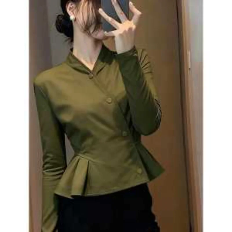 Unique Autumn Apricot Color Short Coat For Women 2025 New Pinch Waist Temperament Top