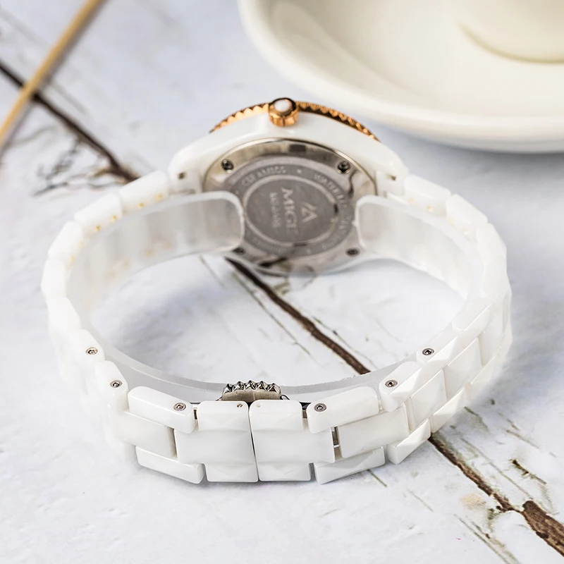 MIGE Watches for Women Ceramic Fashion Rose Gold Quartz Watch Waterproof  Ladies Female Watch Gift Wristwatch