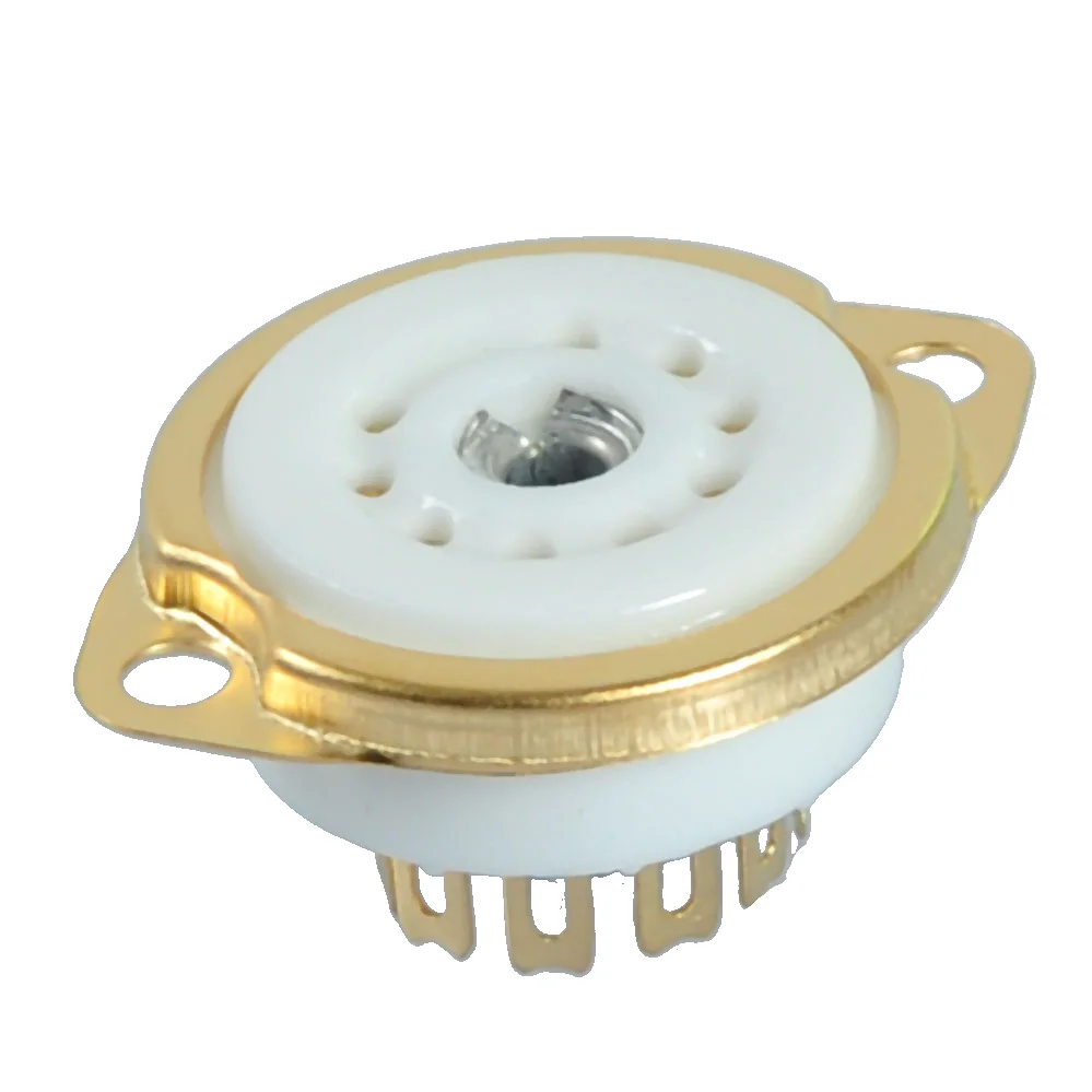 2pcs GZC9-F-G 9pin Audio Amp Sliver Tube Socket 12AX7 12AU7 ECC83 6922 Chassis Mount for Amplifier