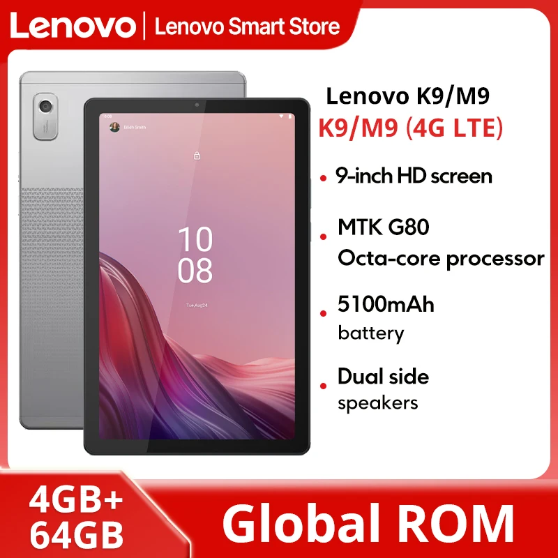 Lenovo Tab K9/M9 tablette 4G LTE + WiFi ROM mondiale 9 pouces MTK G80 octa-core 4GB 64GB 5100mAh Android 13 Dolby Atmos son PC Pad