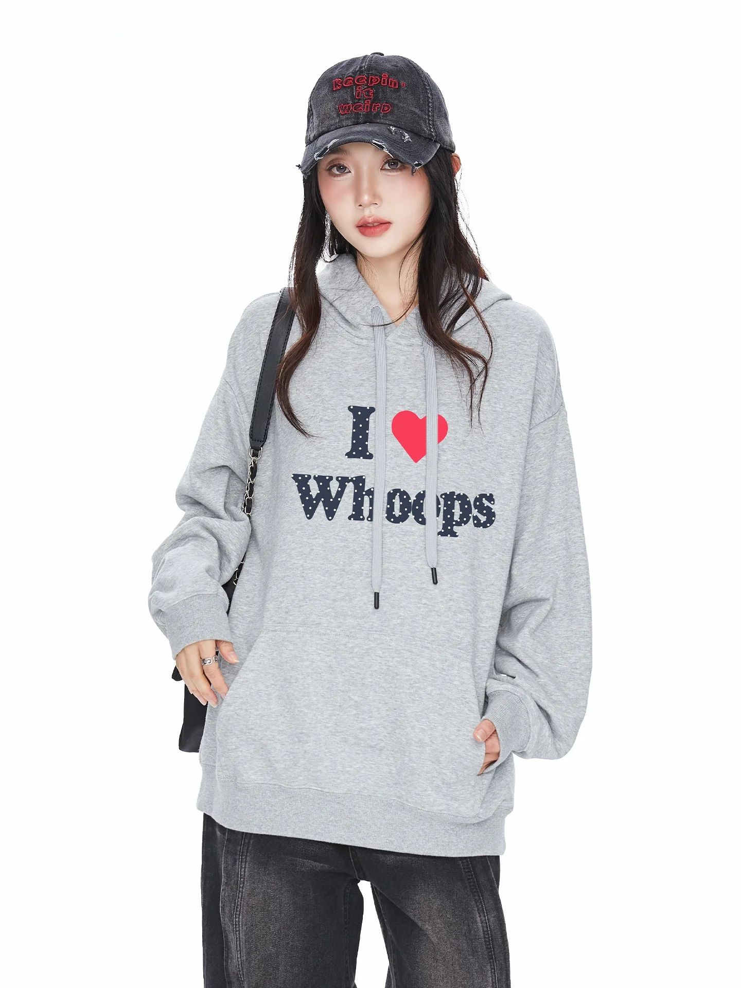 

Худи с принтом «Американское любовное письмо» для женщин, повседневное, универсальное, осенне-зимнее, новинка, парные топы, свободный крой, круглый вырез, Lo...