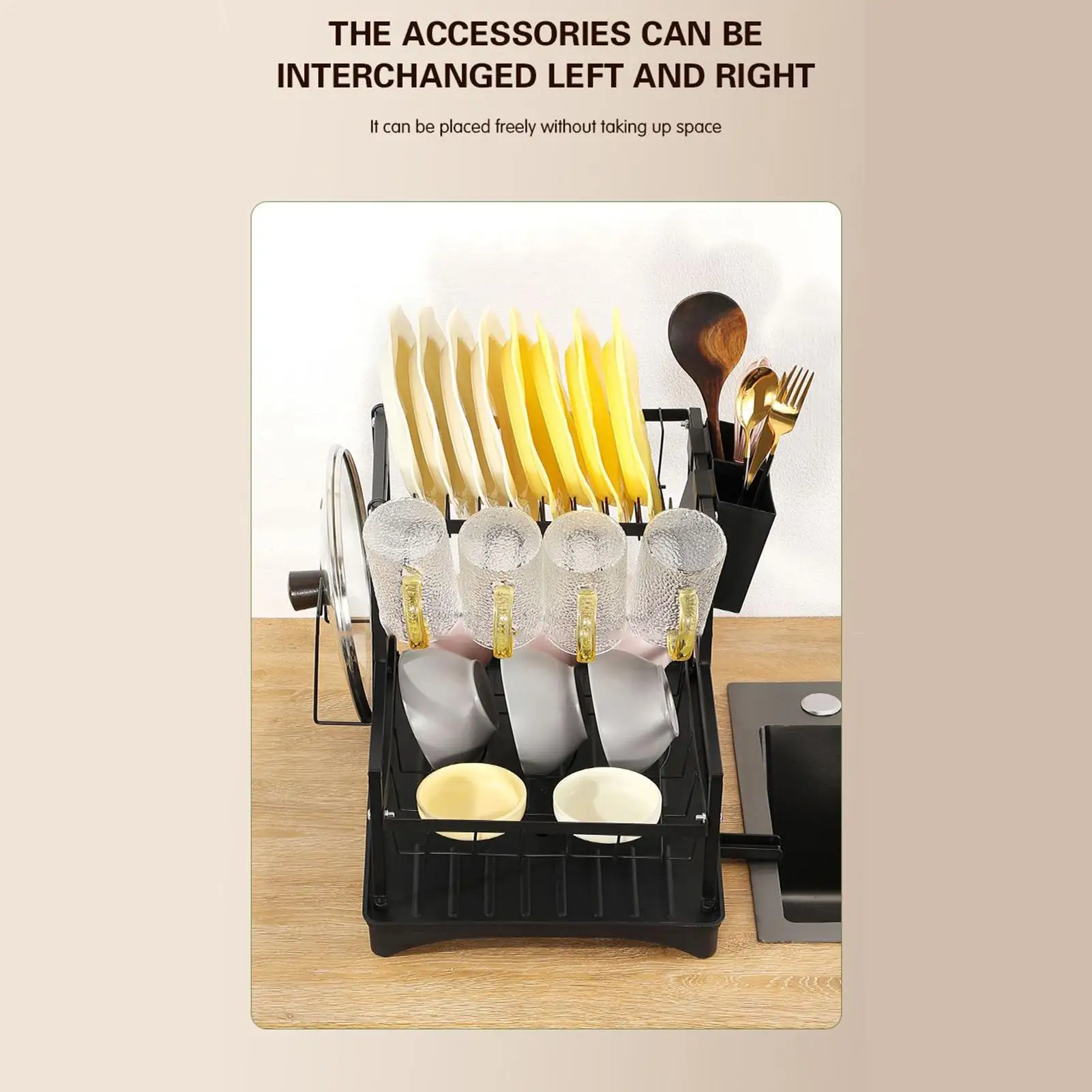 

Kitchen Dish Drying Rack 2-Tier Plate Storage Rack Pot Lid Drainer Organizer Stand Heavy Duty Utensil Holder For Apartment
