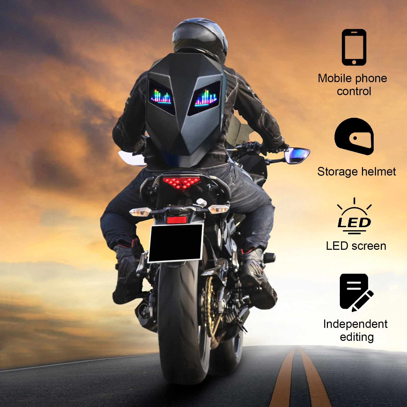 Motorcycle Led Display DIY Backpack Waterproof Travel Bag Riding Motorbike Luggage Bag for Travelling Camping Storage