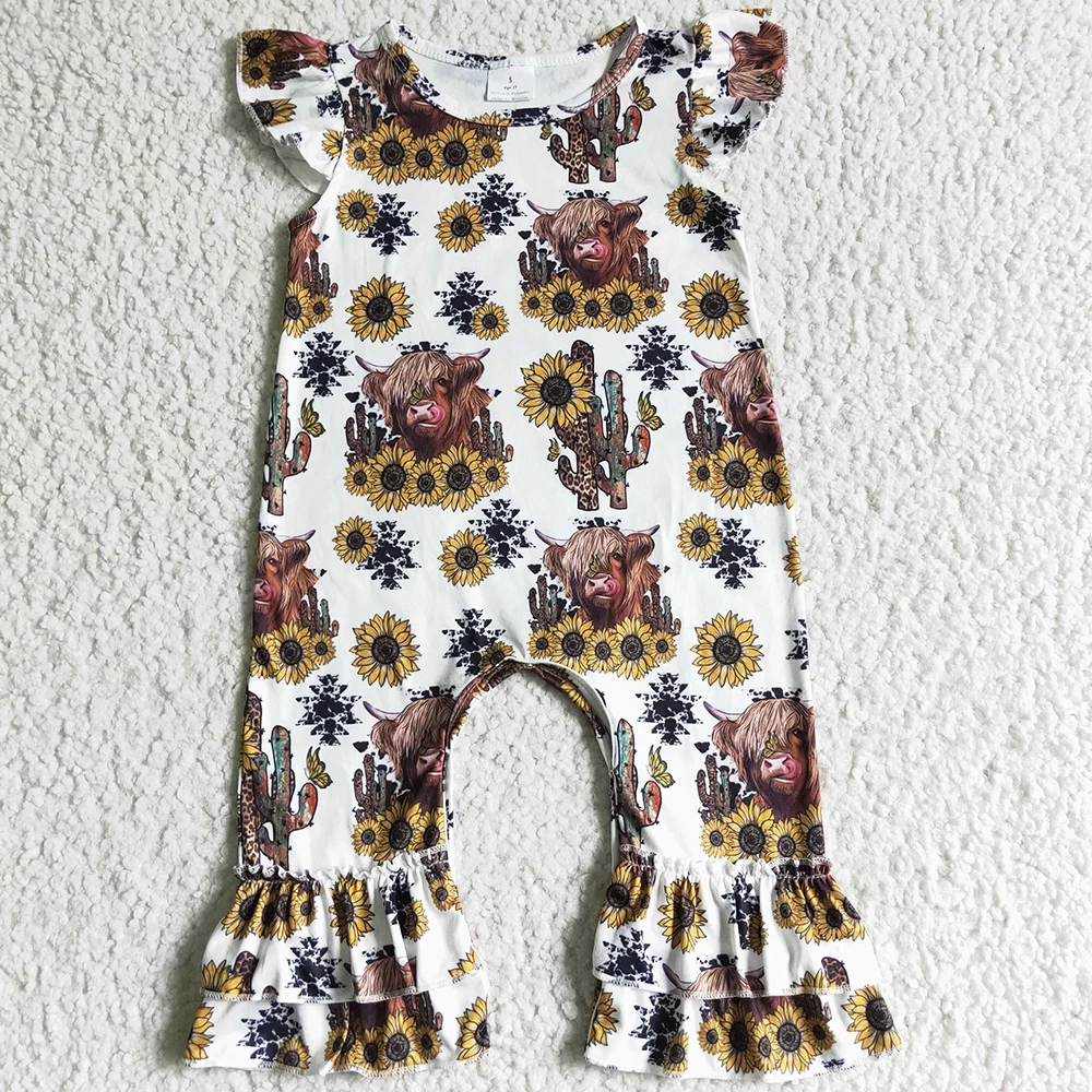 

Cute Newborn Infant Baby Rompers Fashion Cactus Cow Print Infant Girls Romper Western Style Boutique Kids Clothes Girls Rompers