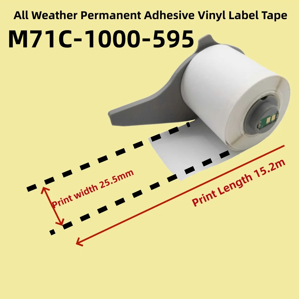 1PK All Weather Permanent Adhesive Vinyl Label Tape for M71C-1000-595 Work for BRADY M71 Printer(can't work for M710!!!)