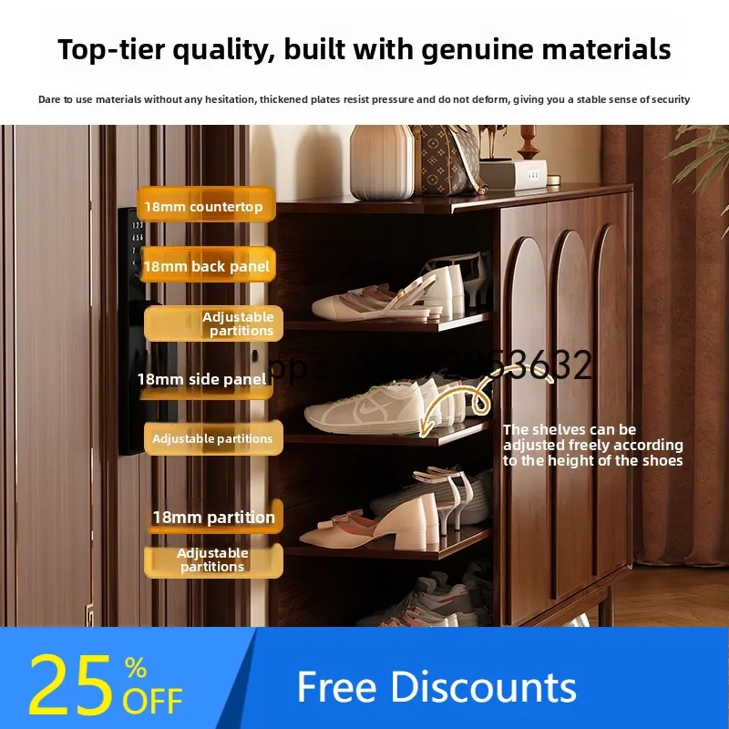 

All Solid Wood Vintage Style Shoe Cabinet for Home Entrance, Large Capacity Indoor Wall-Mounted Multi-Layer Storage Cabinet