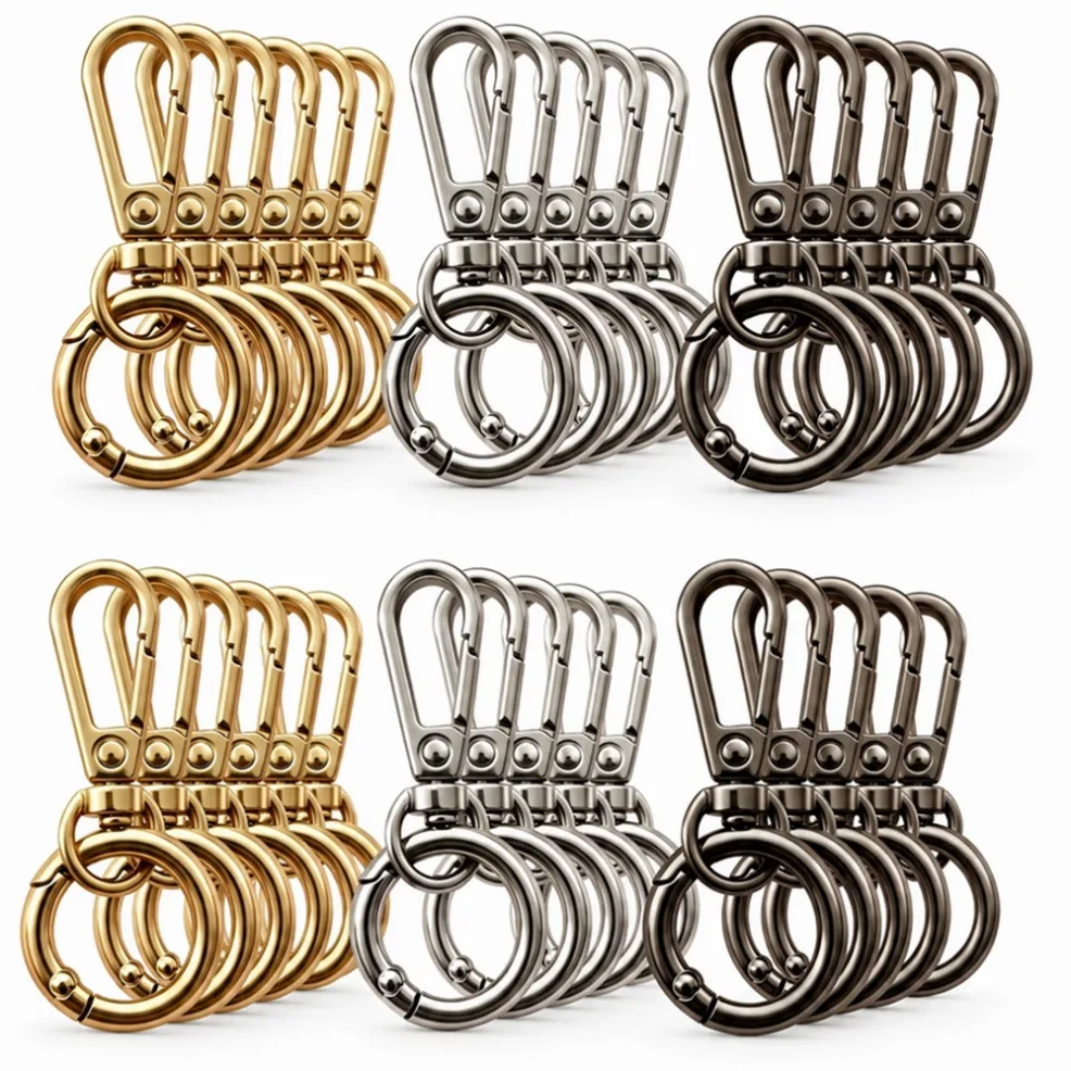 2/6/10 Sets Swivel Snap Hooks Double Opening Keychain Clip Rings Metal Lobster Claw Clasp for Hardware Crafts Lanyard Making