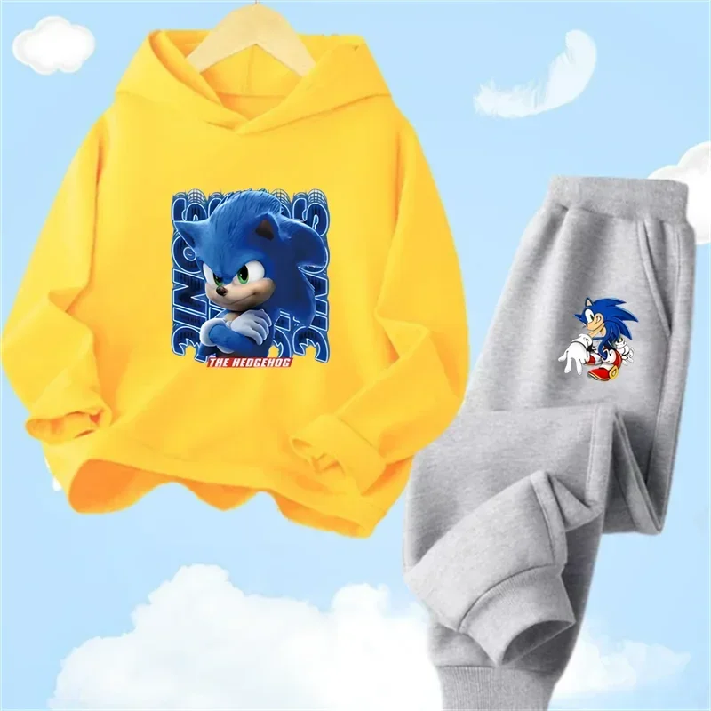 Ensemble de sweat à capuche Sonic pour enfants, vêtements pour bébés, sweat-shirt pour enfants, mère, garçon, fille, 2-12 ans, printemps, 2024