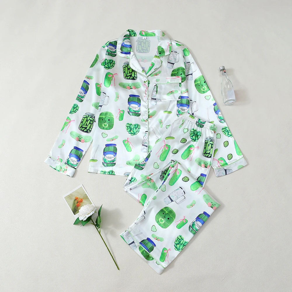 

Женский пижамный костюм из 2 предметов, удобный мягкий топ с длинными рукавами, длинные брюки, одежда для сна, модный принт, свободная осенняя ночная рубашка для отдыха