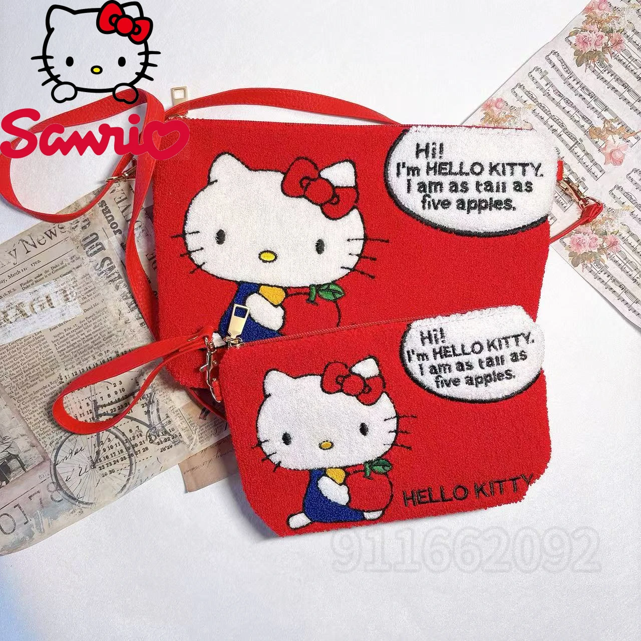  Hello Kitty New Women's Coin Purse Luxury Brand Fashion Women's Shoulder Messenger Bag 2-piece Set Cartoon Women's Bag