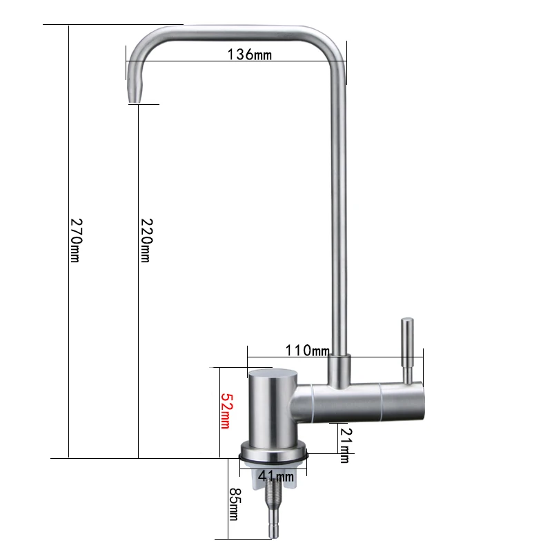 Kitchen Faucet Folding Down Water Purifier Faucet Reverse Osmosis Drinking Water Filter Faucet Stainless Steel 1/4\