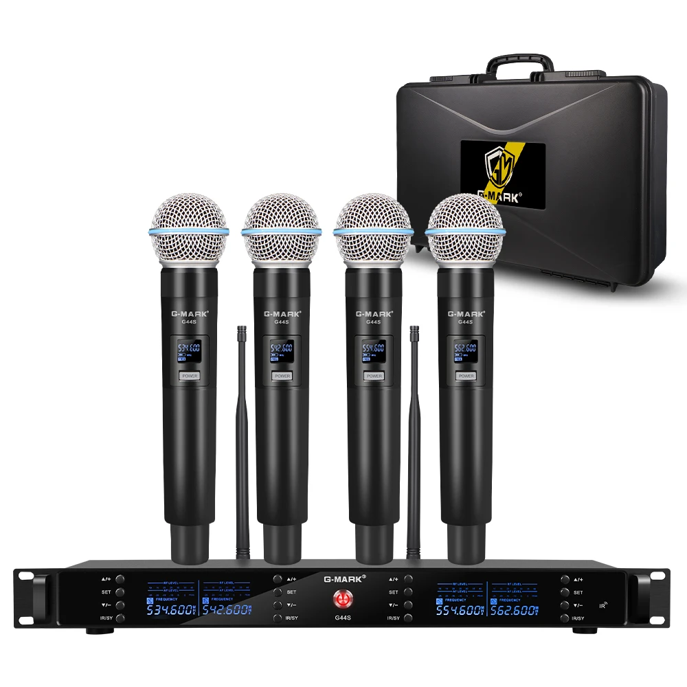 G-MARK G44S 4 Channel Automatic Frequency Adjustable UHF System Professional Wireless Microphone For Stage