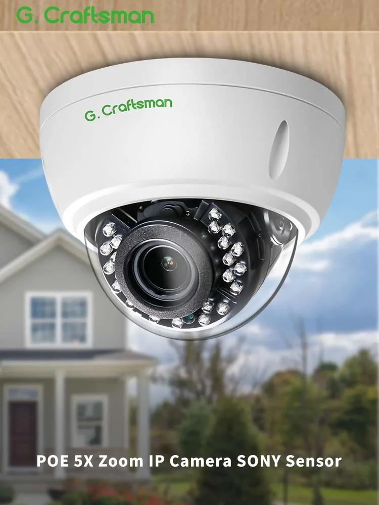 G.Craftsman 5MP 5X POE Optical Zoom IR Night Vision Security CCTV H.265 Audio Video Surveillance