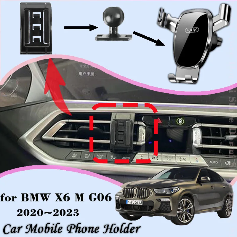 

Mobile Phone Holder for BMW X6 M G06 2020~2023 Air Vent Clip Smartphone Cell Stand Support Gravity Car Mount Sticker Accessories