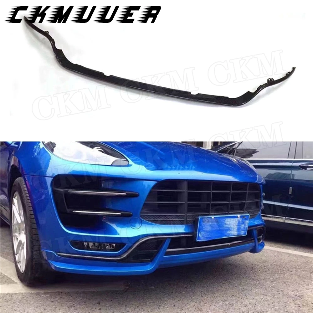 

CKMUUER Carbon Fiber Front Bumper Molding Air Knife Trim For Porsche Macan Turbo 2014-2018 Car Styling Strip Cover Body Kits