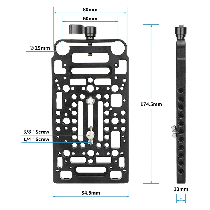 HDRIG Battery Backboard Cheese Plate With 15mm Rod Clamp One-piece For V Lock Power Supply Plate Power Splitter Adapter