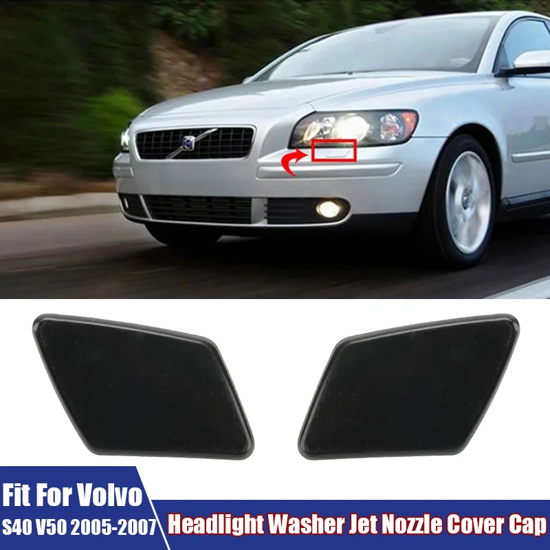 Left And Right Car Front Bumper Headlight Washer Nozzle Spray Jet Cover Cap for Volvo S40 V50 2005 2006 2007 #39991798, 39991799