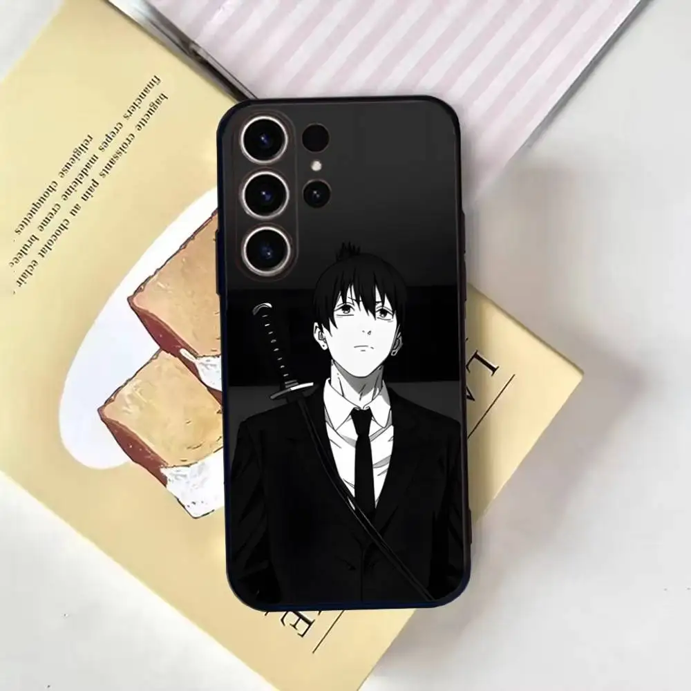 حافظة هاتف C-ChainsawS M-Man Aki Hayakawa لهاتف SamsungS25,24,21,22,23,30,Ultra,20,Plus,Fe,Lite,not,10,9,غطاء أسود ناعم #4