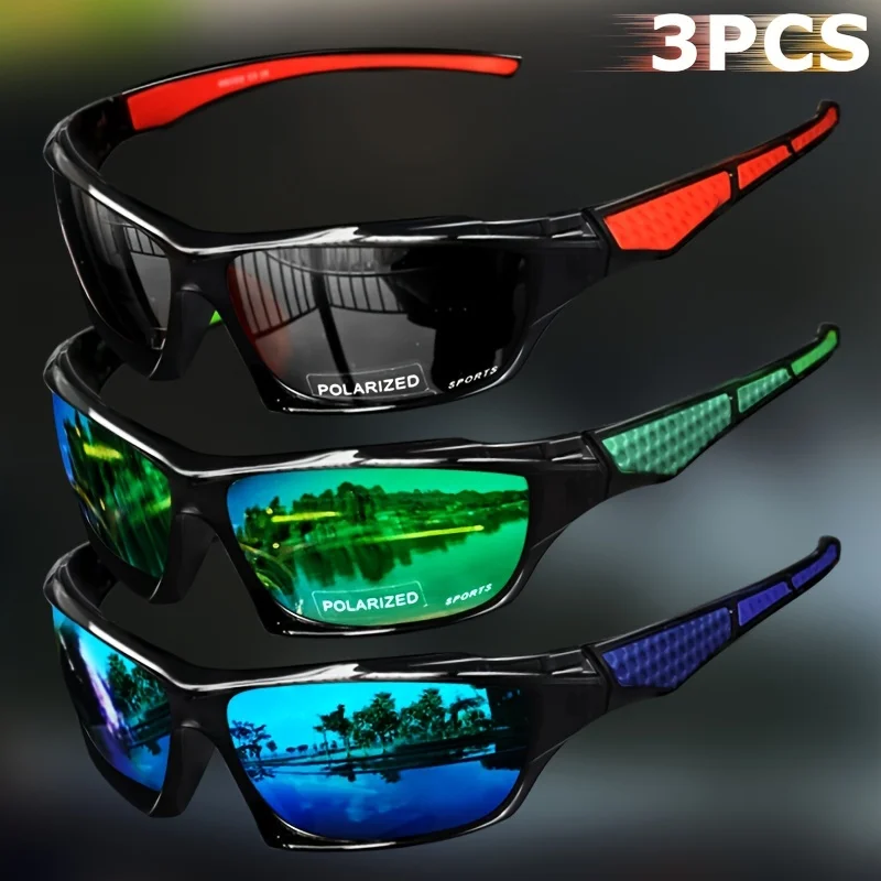 1/3PCS Sport Polarisierte Sonnenbrille für Männer Leichte Nachtsicht Männliche Shades Radfahren Fahren Angeln Mode Spiegel Sonnenbrille