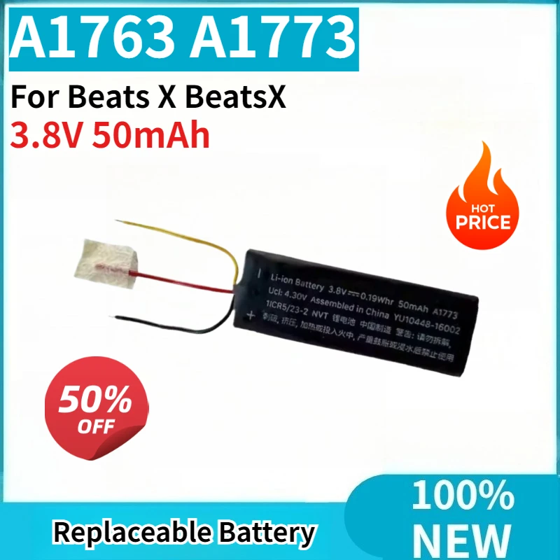 

High Quality Brand New 3.8V 50mAh Headset Earphone Battery A1763 A1773 for Beats X BeatsX Replaceable Battery