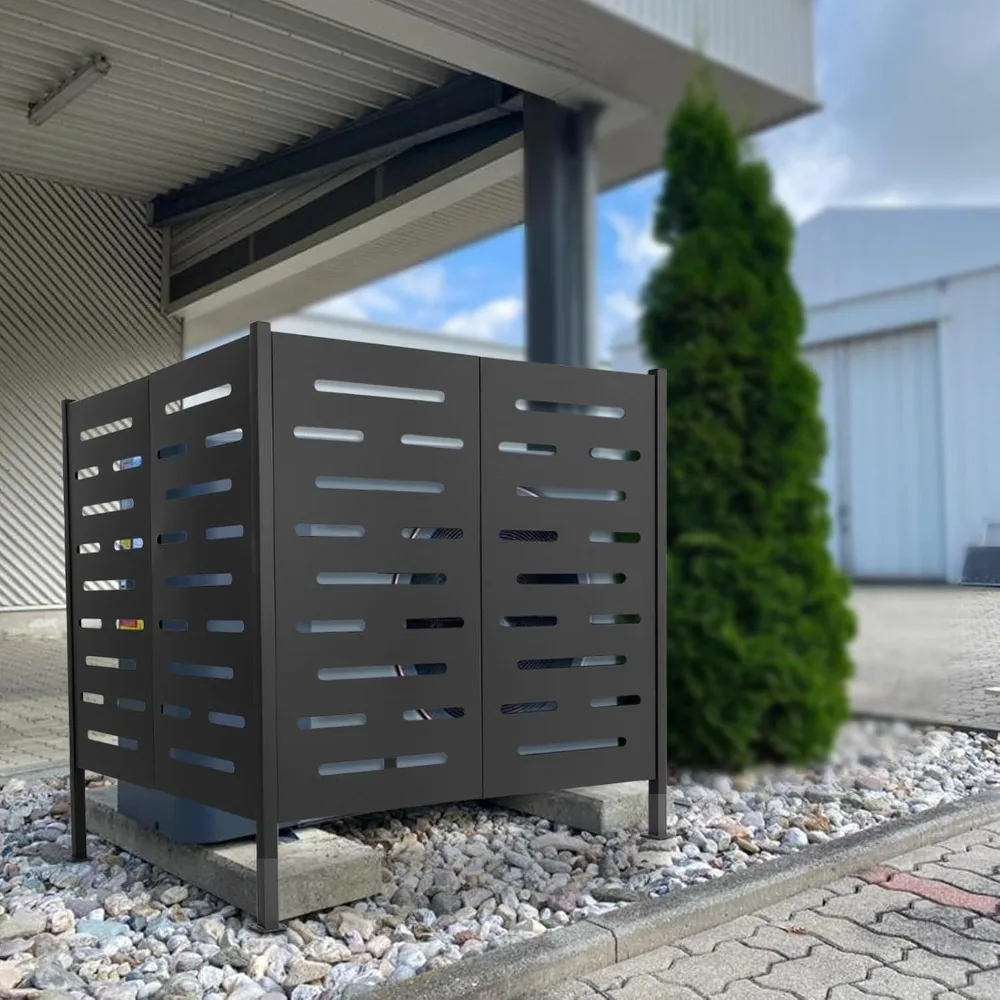 3パネル鉄製エアコンフェンススクリーン、42 * 42 * 45インチ屋外エアコンユニットエンクロージャー（パティオ、裏庭、庭用）