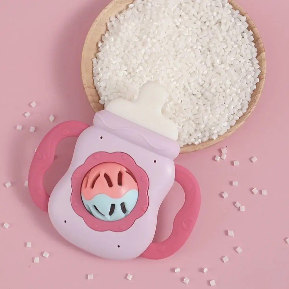 귀여운 식품 등급 아기 젖병 딸랑이 장난감 씹을 수 있는 벨 치발기 씹는 장난감 젖병 모양 유아/유아용