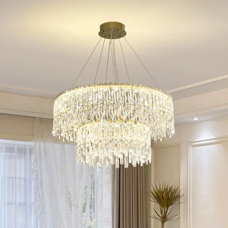 

French luxury crystal chandelier master bedroom cream style retro atmospheric living room light new lighting fixtures