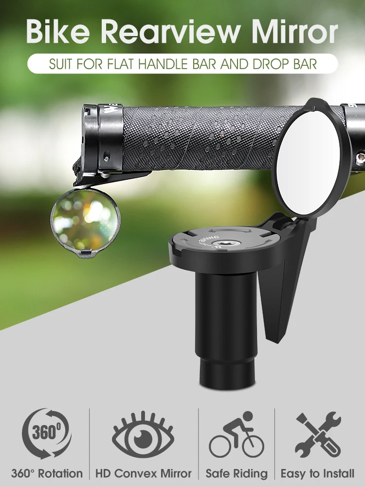 

2 Pcs Bar End Bike Mirror 360 Degree Rotable Bar End Rear View Mirror Handlebar Mounted Convex Mirror for Mountain Road Bikes