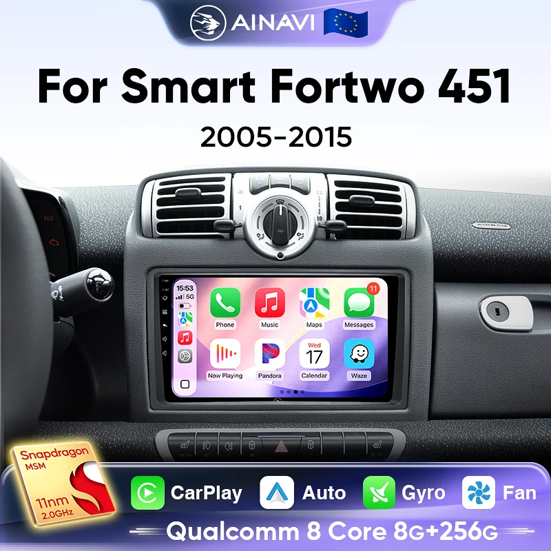 Ainavi Autoradio Per Mercedes Benz Smart Fortwo 451 2005 - 2015 Wireless Carplay Android auto Lettore Multimediale Per Auto 2 Din
