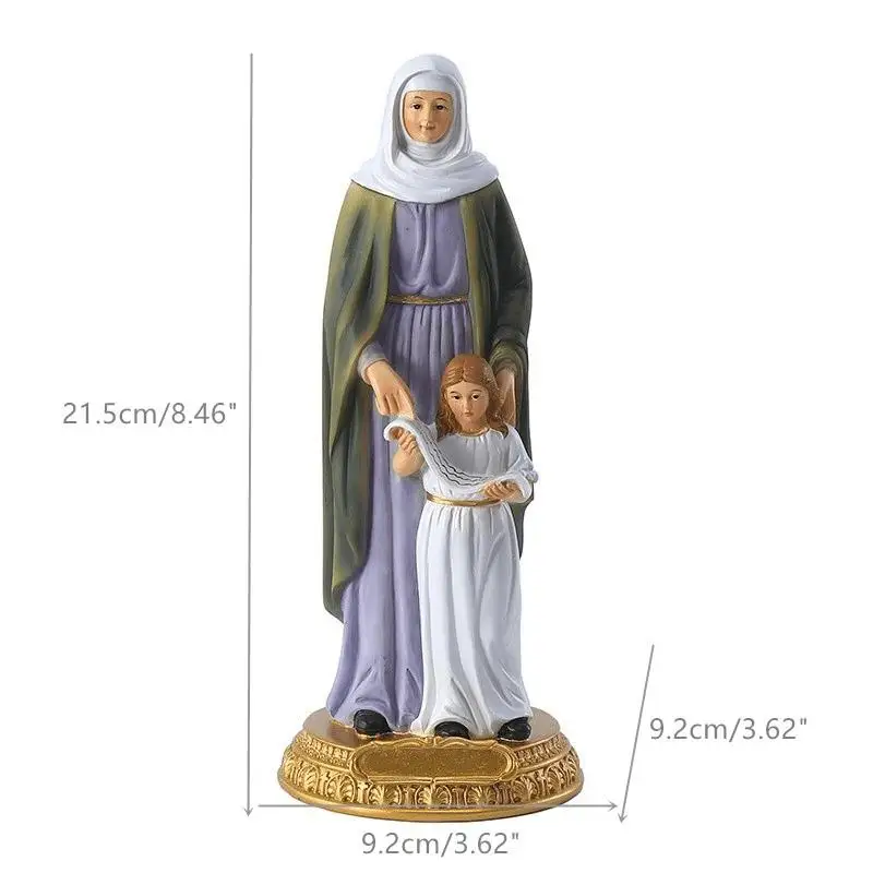 21.5cm Saint Anne with Mary Religious Renaissance Figurine Statue Home Decoration Christian Saint Statue