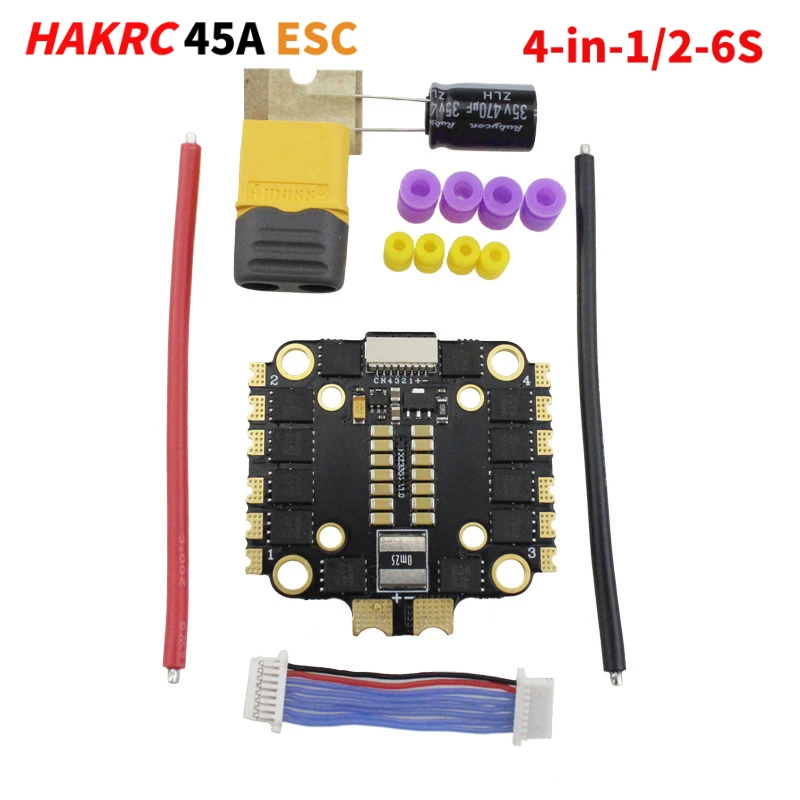 

HAKRC BLS 45A 4-in-1ESC Support 2-6S brushless motor DShot300 600 Multishot Oneshot PWM For 3-5in RC FPV Drone Plane Quadcopter