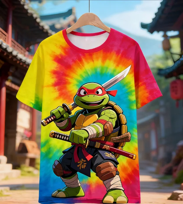 Nickelodeon Nick – 3D-T-Shirt mit Cartoon-Print „Ninja Turtles“ für kleine Kinder – modisches, bequemes und süßes Oberteil