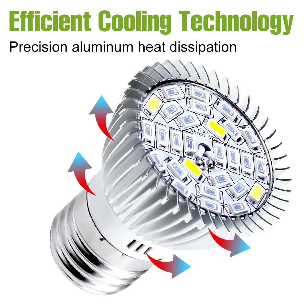 28 واط LED E27/E26 نمو النبات ضوء لمبة الطيف الكامل الأشعة تحت الحمراء الأشعة فوق البنفسجية مصباح داخلي Growbox بوعاء الزهور زراعة عصارية ملء الإضاءة