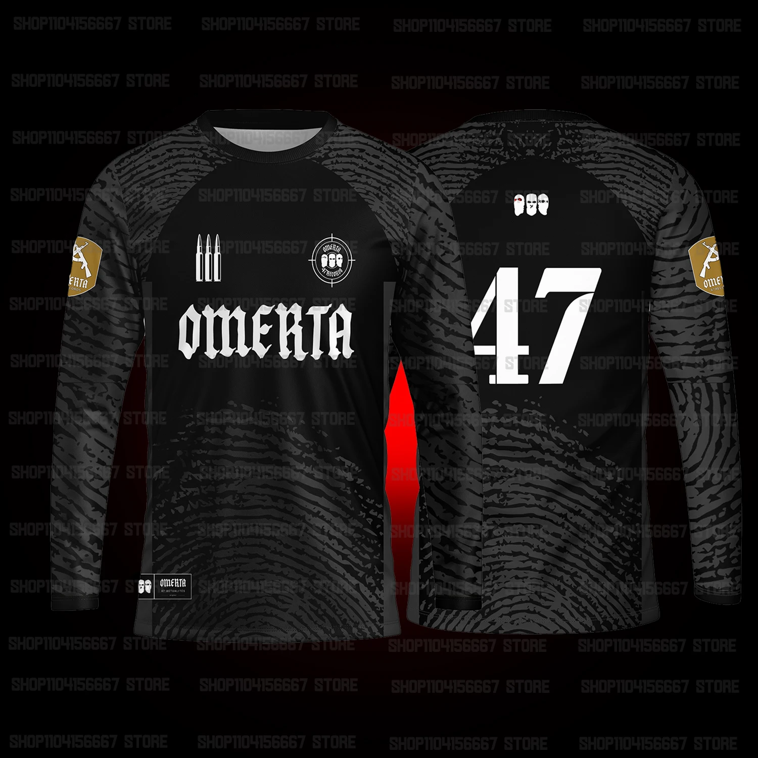 Omerta Boxing Fans Summer 3D Men's Round Neck Long Sleeve T-Shirt Printed Breathable Balloon Men's Outdoor Sportswear