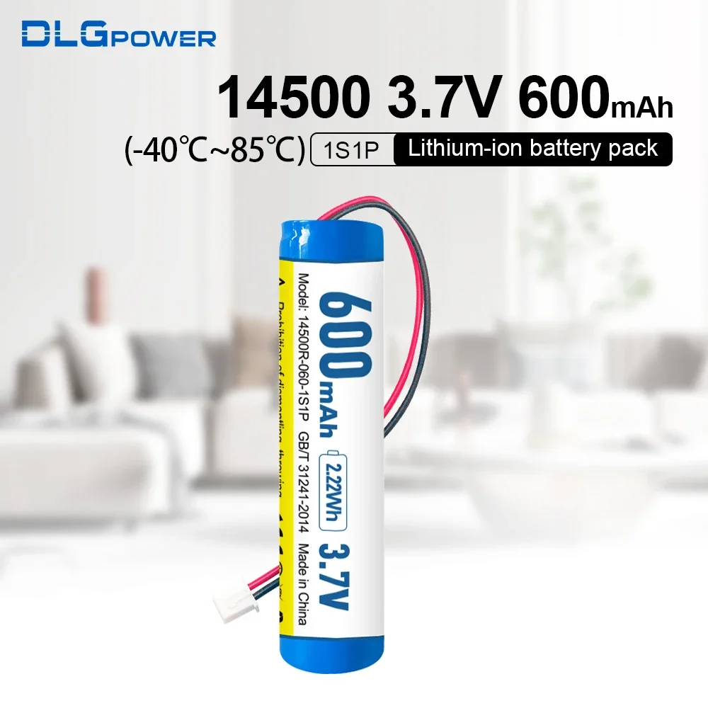 

DLG 3.7V 14500 lithium battery pack AA 600mAh 1S1P Protection Board XH2.54 Plug High and low temperature lithium battery