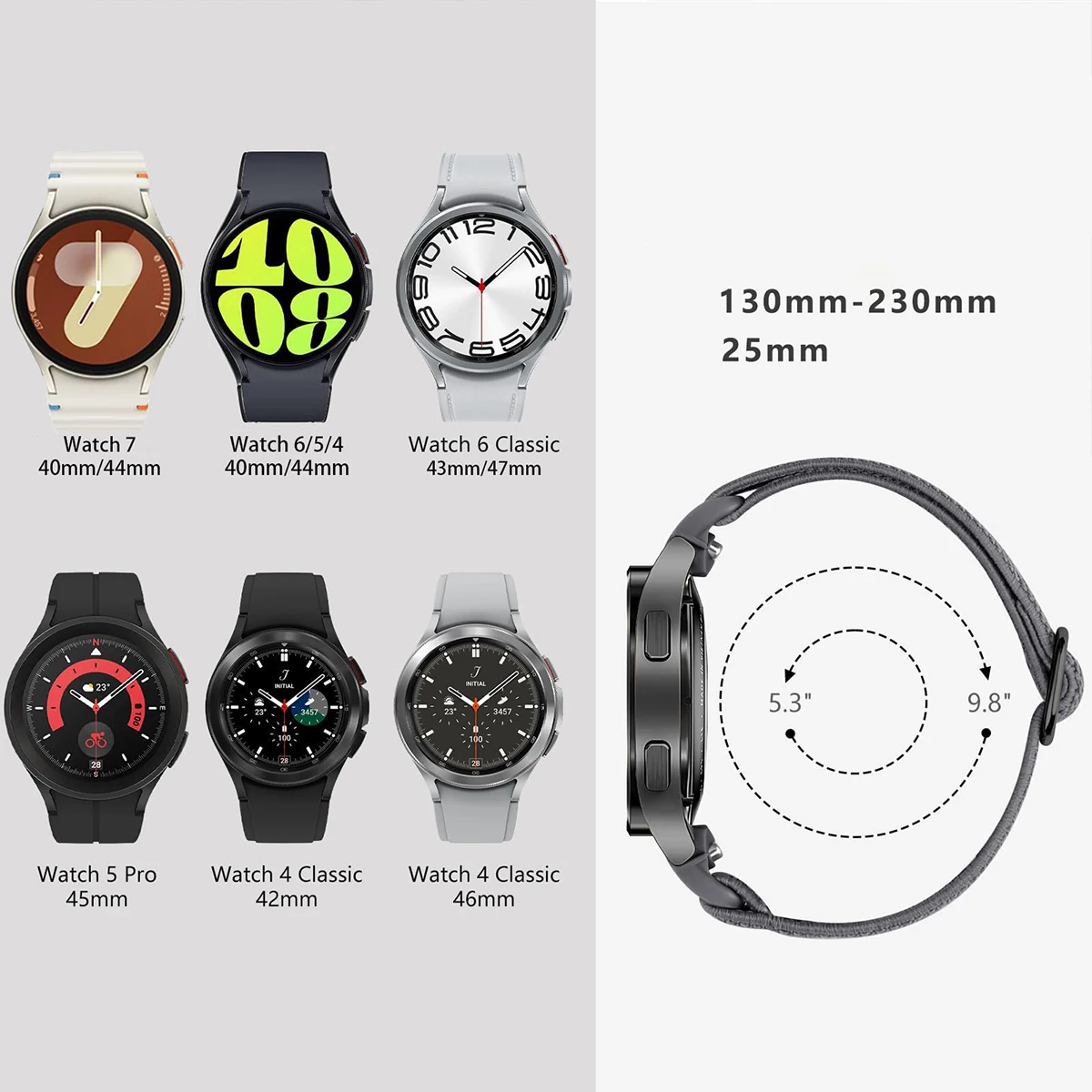 Эластичный ремешок для Samsung Galaxy Watch 7 6 5 4 40 мм 44 мм/5 pro 45 мм без зазоров нейлоновый браслет watch6 classic 47 мм 43 мм ремешок для часов7