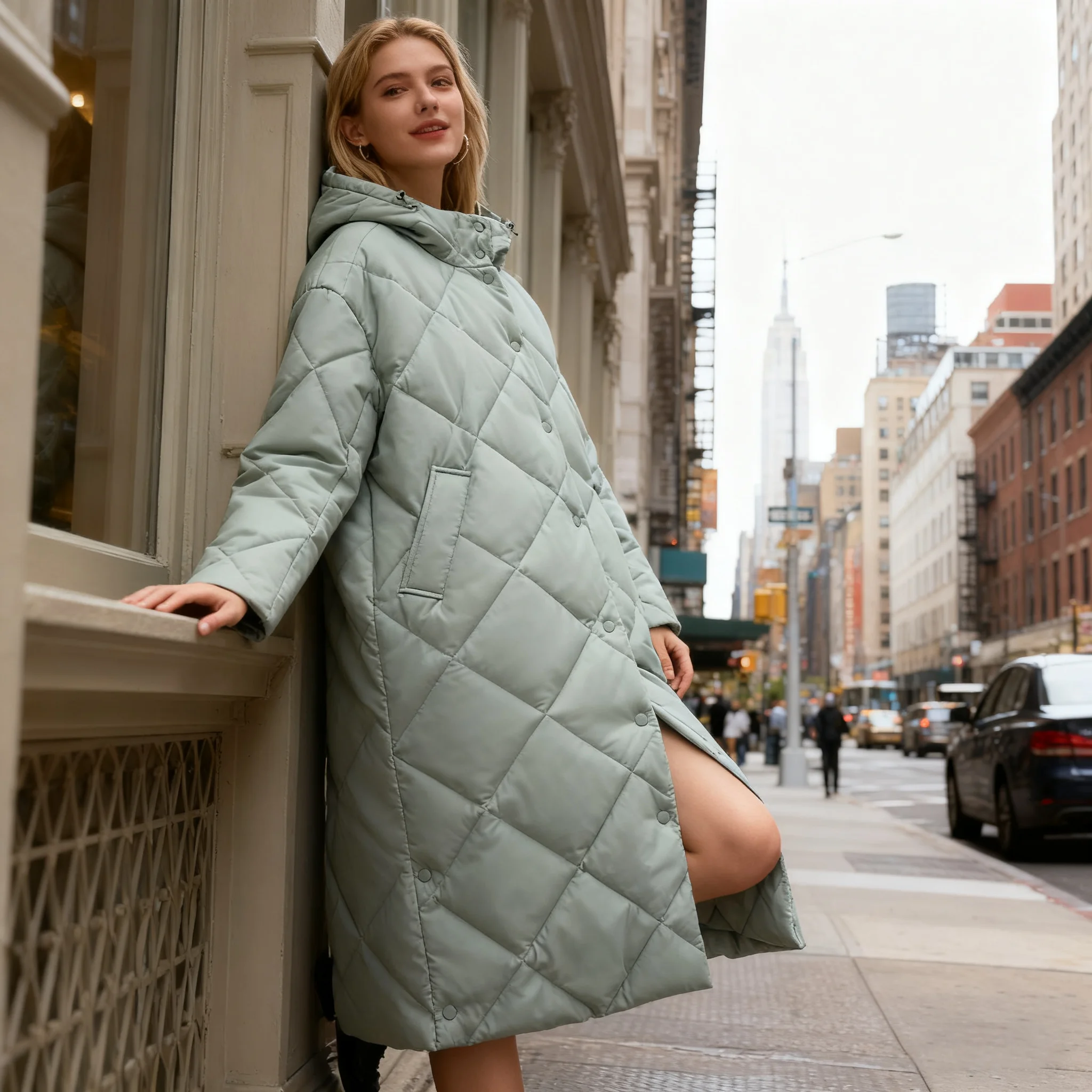 

2026 Autumn Winter Women Vintage Oversize Long Hooded Parkas Long Sleeve Button Pockets Female Warm Coat Cotton Jackets