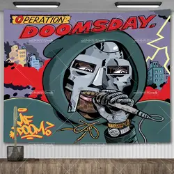 Madvillain MF Doom Madlib Poster Painting Hip Hop Rap Music Star Meme Tapestry Fabric Bedroom Aesthetic Decor Background Cloths
