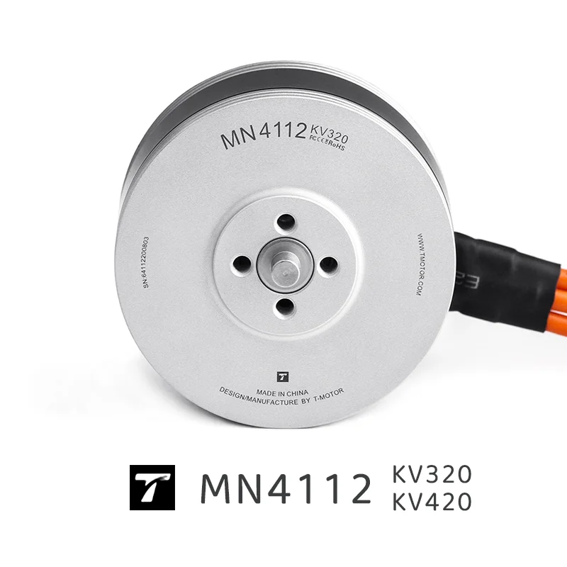 

MN4112 T-MOTOR KV320 KV420, бесщеточный двигатель, рабочее Номинальное напряжение 6S, максимальная мощность 535w 910W 1210W, максимальный ток 40A 54A