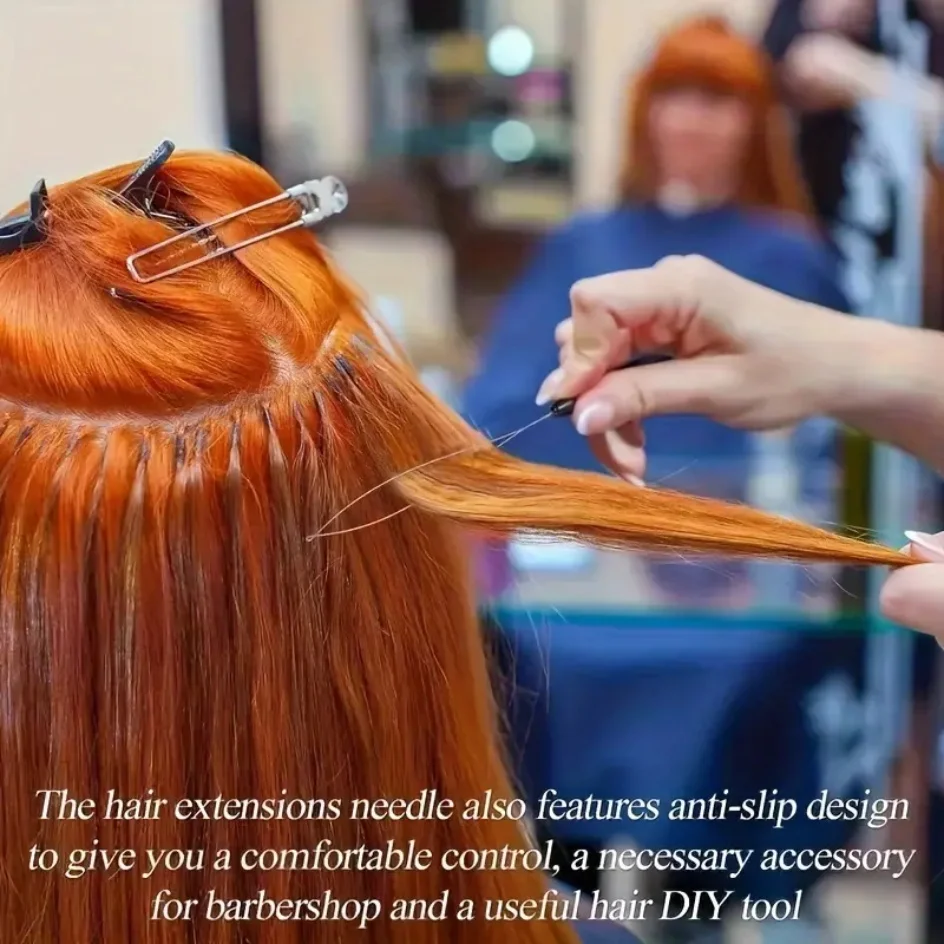 10 pièces Extensions de cheveux boucle aiguille tirant crochet outil aiguille enfileur boucle outil pour Silicone Microlink perles