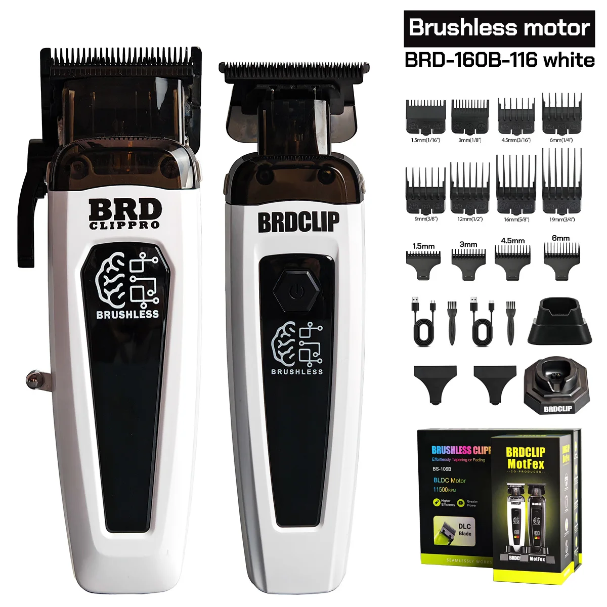 BRDCLIP 106B 116 7500 RPM Borstelloze Motor Haar Snijmachine Kit Professionele Tondeuse Kapper Salon Tondeuse voor Mannen